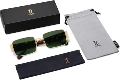 Retro Fashion Rectangle Sunglasses Womens Mens Vintage Trendy Square Shades SJ1162