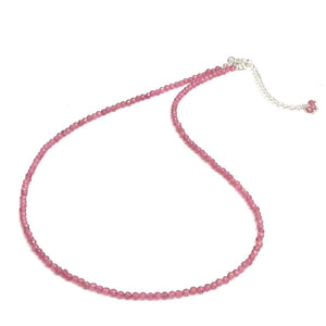 Gempires Pink Tourmaline Beaded Necklace Pink Crystal Gemstone Jewelry Hypoallergenic 18 Inch Silver Plated Handmade October Birthstone Necklace for Women