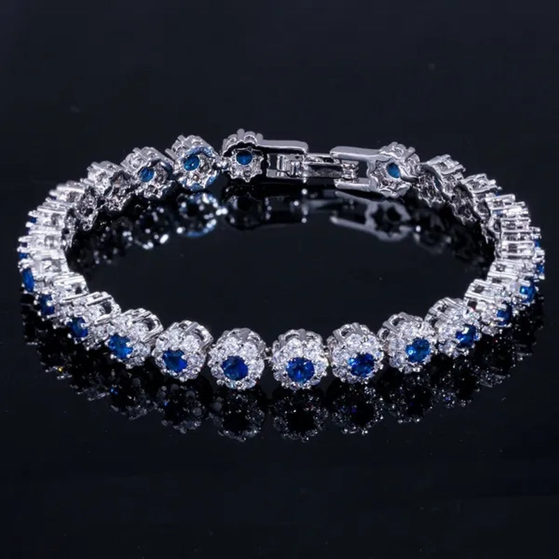 CANDICE 2023 New Sterling Silver Party Jewelry with Green Crystal Stone and CZ Zirconia Women Flower Charm Bracelets Bangles