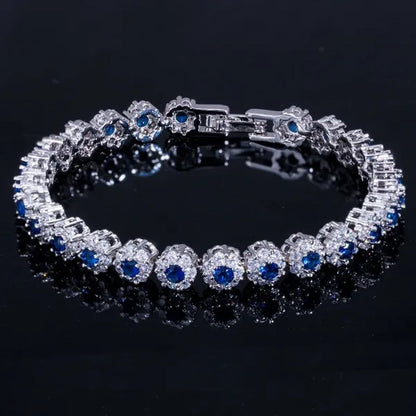 CANDICE 2023 New Sterling Silver Party Jewelry with Green Crystal Stone and CZ Zirconia Women Flower Charm Bracelets Bangles