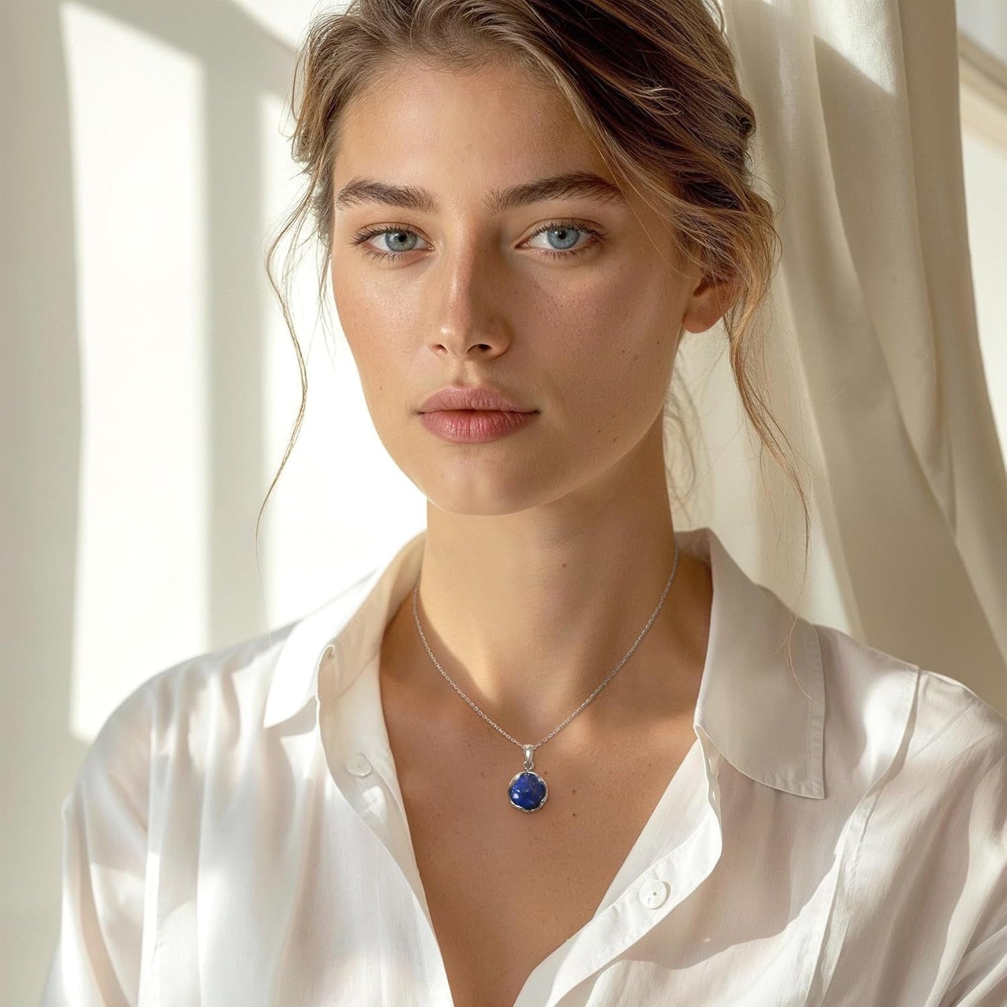 925 Sterling Silver Lapis Lazuli Necklace Women - Lapis Lazuli Pendant Necklace Silver- December Birthstone Necklace - Silver Jewelry for Women- Minimalist Jewelry- Birthstone Necklaces