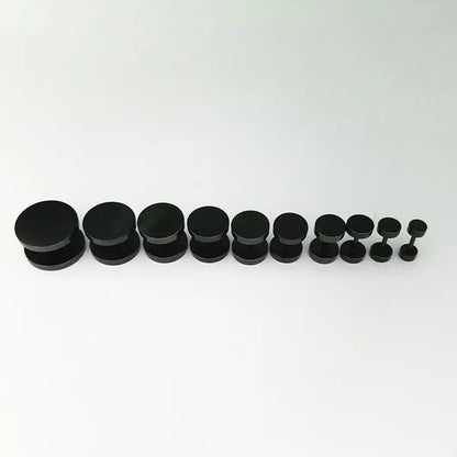 Punk Style Medical Titanium Black Silver round Barbell Stud Earrings Women Men'S Gothic Jewelry Rock Piercing Earring 1 Pair