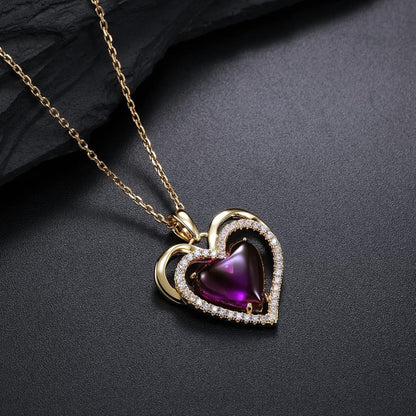 Jupiter Heart Gemstone Pendant Necklace - 14K Gold Plated Genuine Gemstone Heart Pendant with Cubic Zirconia for Woman, Natural Birthstone Heart Necklace Jewelry Gifts for Valentine'S Day, Mother'S Day, Birthday Jewelry Gifts…
