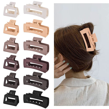 12 Pcs Rectangle Clips, Accessories for Women and Girls, Including 6 Pcs 4 Inch Large Clips for Thick Hair and 6 Pcs 2 Inch Small Clips for Thin Hair (Neutral)