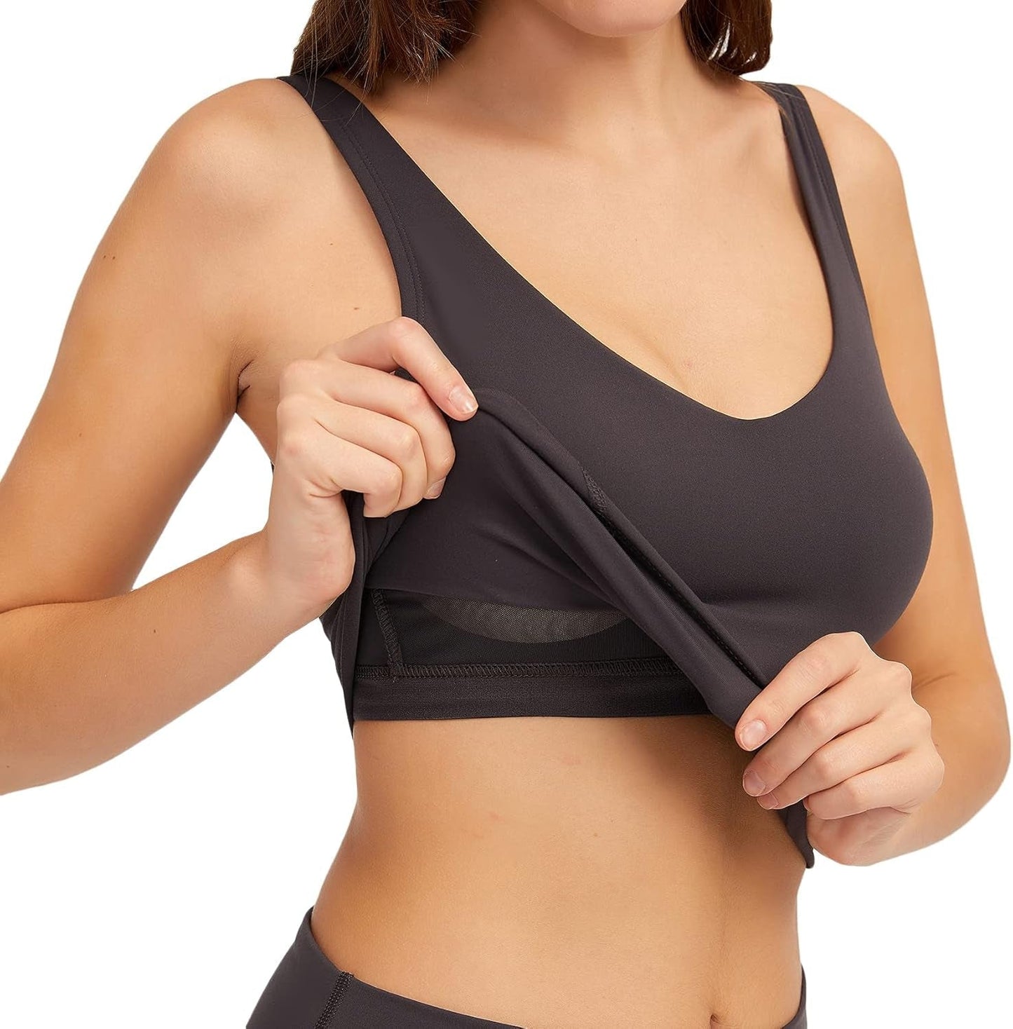 Women Sports Bra Longline Crop Tank Top Padded Workout Running Yoga