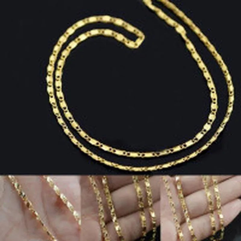 New Fashion Luxury Exquisite Men and Women Fashion Solid  Chain Necklace 2mm Wide and Thin Necklace Bridal Wedding Engagement High Jewelry Size: 16-30 Inches