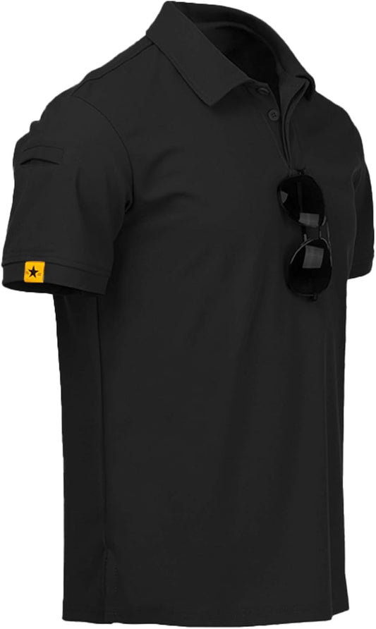 Mens Polo Shirt Short Sleeve Sports Tactical T-Shirt Athletic Golf Polos Daily Casual Stylish Collared Shirts for Men