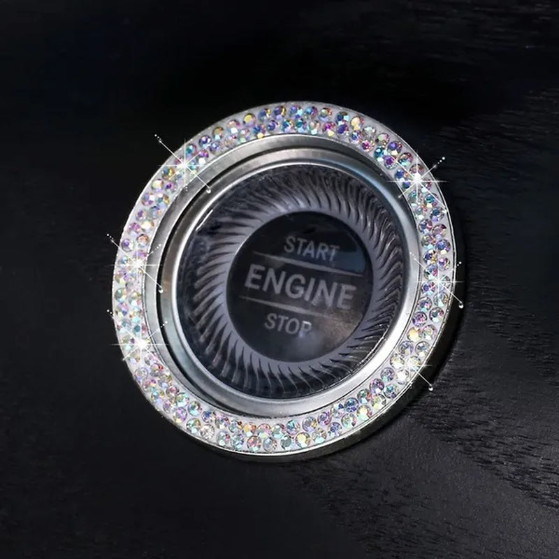 New Car One-Key Engine Start Stop Ignition Push Button Decorative Circle Ring Keyless Cover Trim Crystal Diamond Parts Decorate