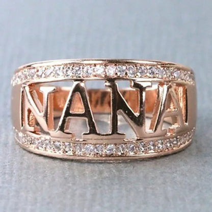 Exquisite Nana Ring Cubic Zirconia Diamond Jewelry Grandmother Birthday Christmas Gift