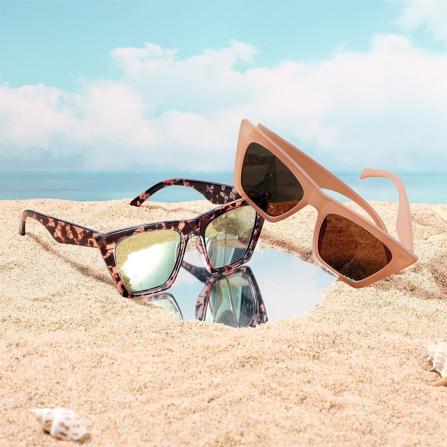 Vintage Square Cat Eye Sunglasses Women Trendy Cateye Sunglasses B2473
