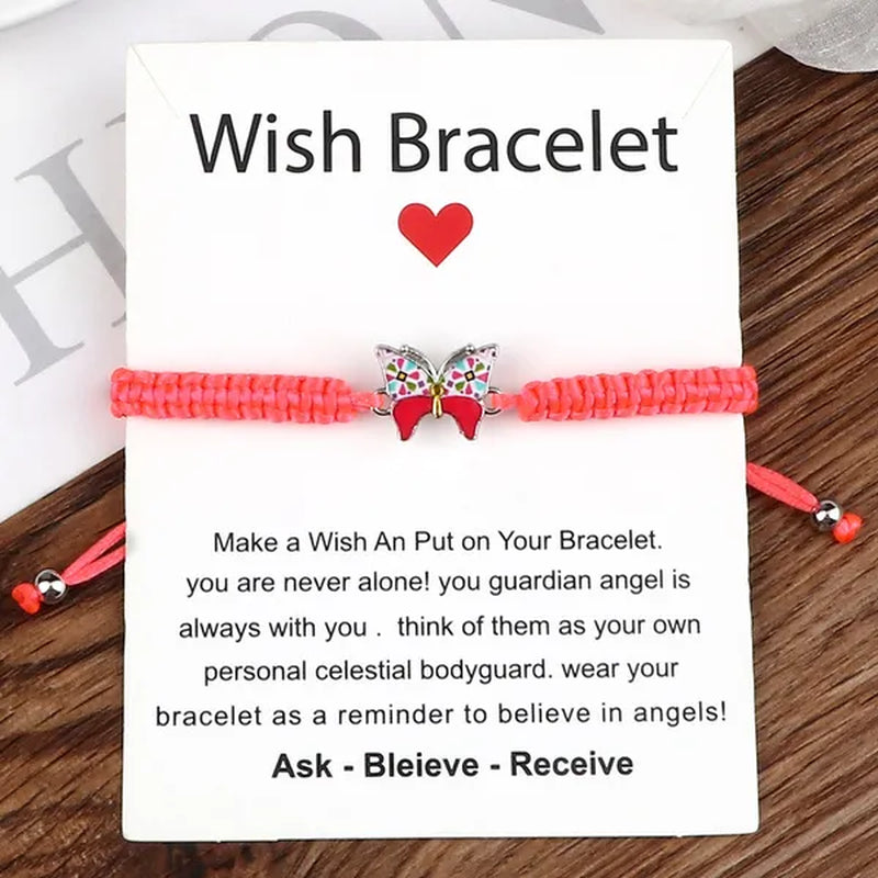Women Black Woven Rope Bracelet Handmade Multicolor Butterfly Charm Adjustable Bracelets Fashion Friendship Jewelry Girls Gift