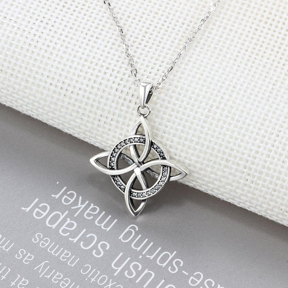 925 Sterling Silver Love Charm Celtic Knot Pendant Necklace Fashion Jewelry for Women Rolo Chain 18''