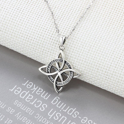 925 Sterling Silver Love Charm Celtic Knot Pendant Necklace Fashion Jewelry for Women Rolo Chain 18''