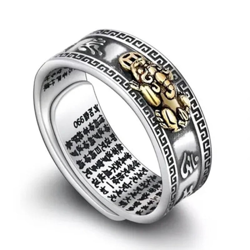 1Pc Jewelry Feng Shui Pixiu Mani Mantra Protection Wealth Ring