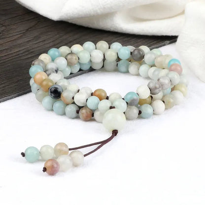 High Quality Men Bracelets 108 Mala Amazonite Beads Natural Stone Elastic Knot Bracelet&Necklace for Women Charms Yoga Jewelry