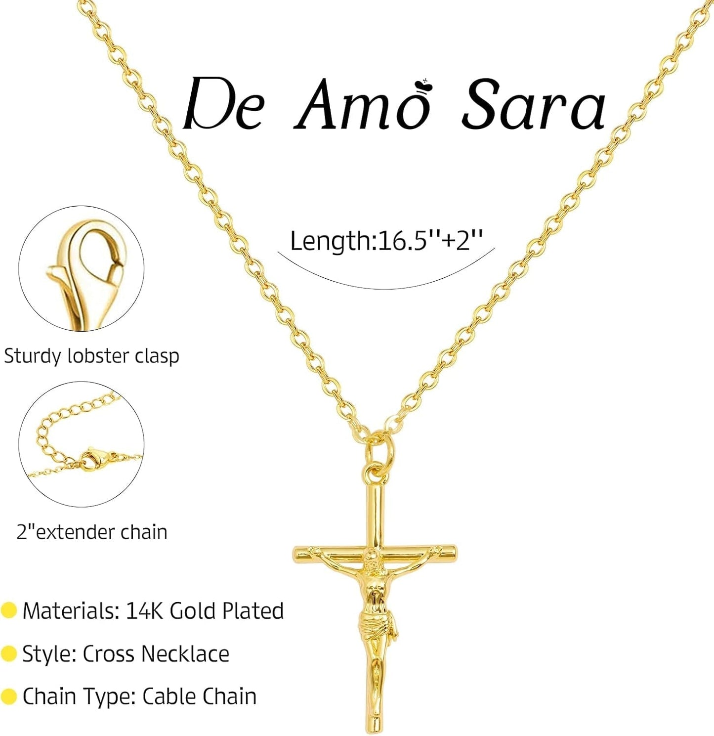 Cross Necklace for Women, Dainty 14K Gold Plated Cross Pendant Simple Long Necklaces for Women, Christian Faith Necklace Trendy Gold Jewelry Gifts for Easter
