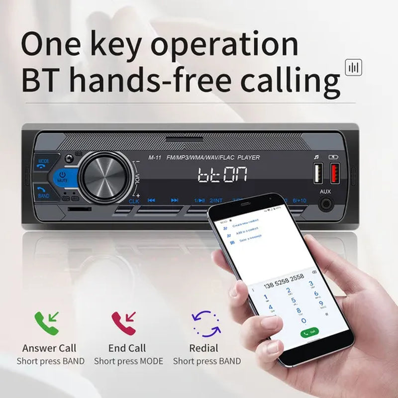 UNITOPSCI 12V 1DIN In-Dash Car Radio Stereo Autoradio Bluetooth Digital Audio Music Car Radio MP3 Player with Remote Control Bluetooth/Fm/Usb/Sd/Aux-In Colorful Lights