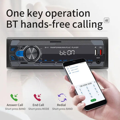 UNITOPSCI 12V 1DIN In-Dash Car Radio Stereo Autoradio Bluetooth Digital Audio Music Car Radio MP3 Player with Remote Control Bluetooth/Fm/Usb/Sd/Aux-In Colorful Lights