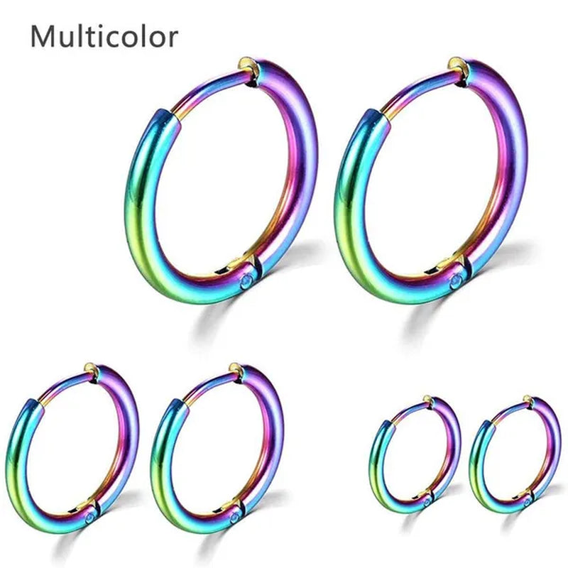 8Mm to 25Mm Unisex Stainless Steel Hoop Earring，Stainless Steel Ear Hoops Punk Style Ear Cartilage Hoop Earrings for Men and Women