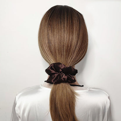 6 Pcs Satin Silk Hair Scrunchies, 4.5 Inch, Dark Brown, Hair Accessories for Women and Girls