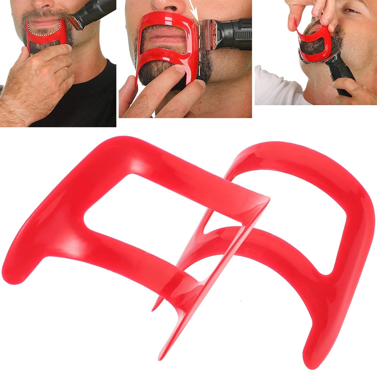 Goatee Shaving Template Shaping Edge up Tool for Goatee Trimming Lineup Beard Grooming Kit for Men One Size Fits All Self Cut Guide Use Barber Supplies 2Pcs
