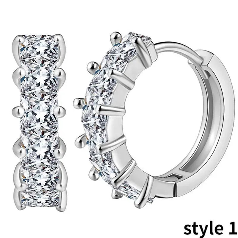 Gold Hoop Earrings for Women 14K Gold Plated Earrings Silver Cubic Zirconia Statement Hoop Earrings