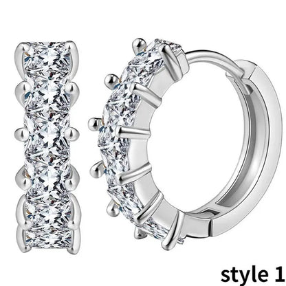 Gold Hoop Earrings for Women 14K Gold Plated Earrings Silver Cubic Zirconia Statement Hoop Earrings