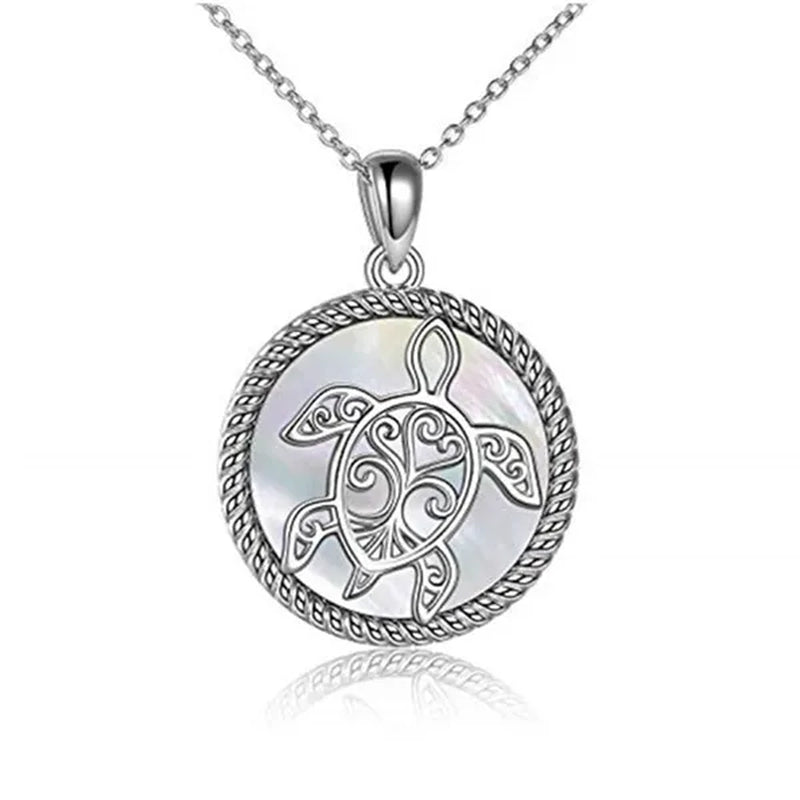Fashion Women Ocean Necklace Sterling Silver Sea Turtle/Dolphin/Mermaid Necklace Abalone Shell Tortoise/Mermaid Tail Necklace