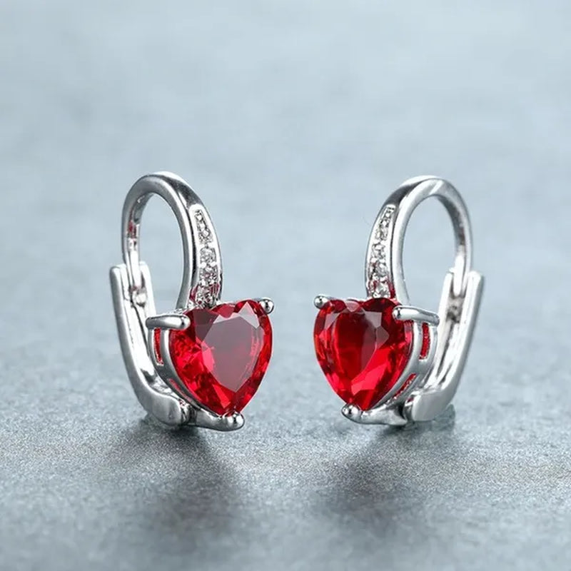Luxury Women'S Fashion Silver Plated Zircon Earrings Birthstone Hoop Earrings Green Cubic Zirconia Drop Earrings for Women Heart Clip on Earrings Bride Princess Wedding Engagement Earring Anniversary Gift Jewelry
