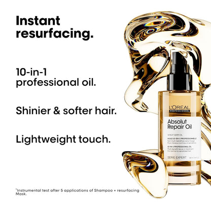Absolut Repair 10-In-1 Oil - Multi-Benefit Oil for Dry & Damaged Hair, Repairs Hair and Provides Shine with Quinoa and Proteins