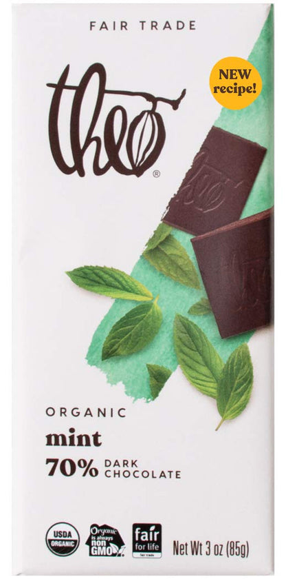 Mint Organic Dark Chocolate Bar, 70% Cacao, 1 Bar | Vegan, Fair Trade
