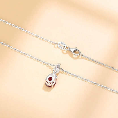14K Solid White Gold Teardrop Pendant with Diamond Birthstone Necklace Birthday Gifts for Mom Women, Sterling Silver Chain 16" + 2" Extender