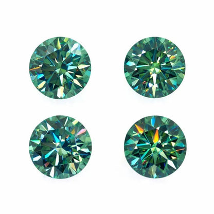 With AAAAA certificate Brilliant Loose Moissanite Blue Green Color Round Cut Diamond 6.5 MM 1CT