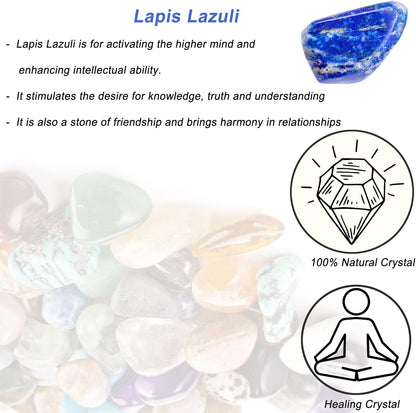 Lapis Lazuli Healing Crystal Stones, 1.25-2.0" Large Reiki Healing Gemstones Natural Tumbled Polished Stones for Energy Witchcraft Therapy Meditation
