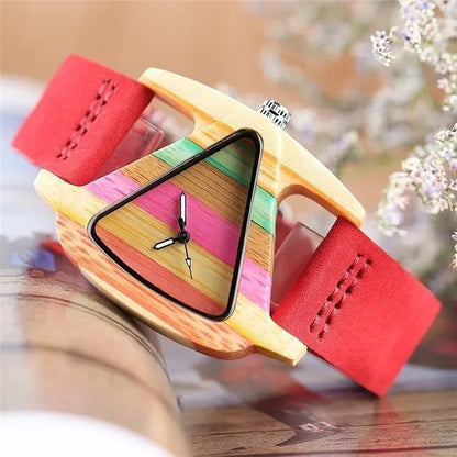 Beauty Wooden Quartz Wrist Watches for Lady Women Bracelet Gift