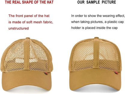 Men Mesh Trucker Baseball Cap Adjustable 6-Panel Hat Outdoor Sports Wear