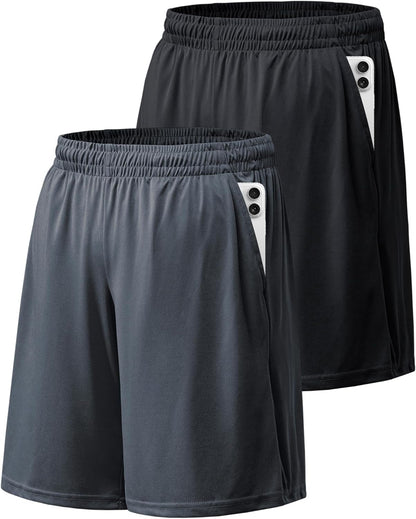 Athletic Shorts for Men with Pockets and Elastic Waistband Quick Dry Activewear - WORLD TIME VISITS