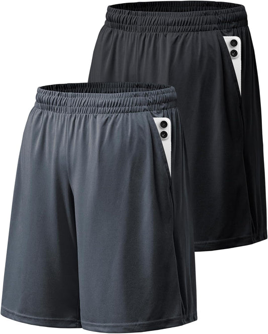Athletic Shorts for Men with Pockets and Elastic Waistband Quick Dry Activewear - WORLD TIME VISITS
