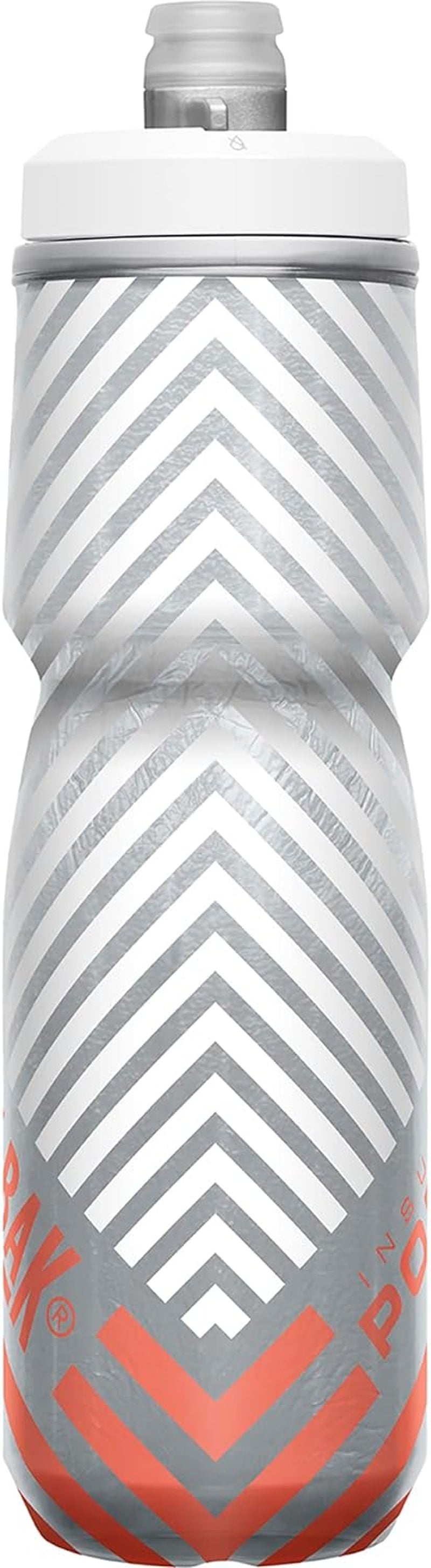 Podium Chill Insulated Bike Water Bottle - Easy Squeeze Bottle - Fits Most Bike Cages - 24Oz, Coral Stripe - WORLD TIME VISITS