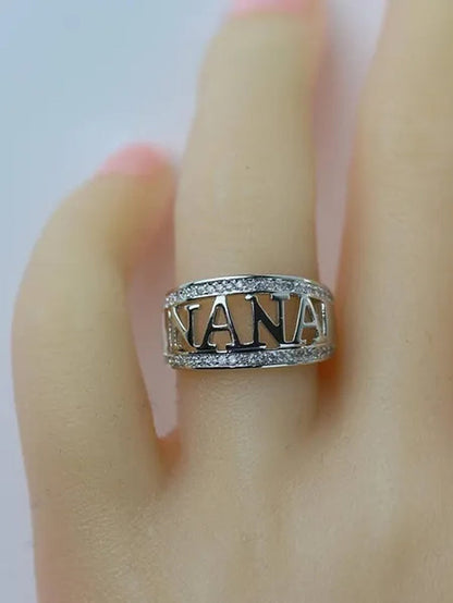 Gift Delicate Nana Ring Brass Cubic Zirconia Diamond Jewelry Grandmother Christmas Gift Birthday Gift