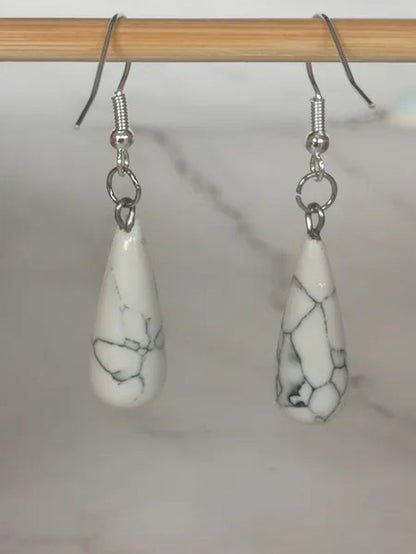1Pair Option 29X10MM Water Drop Amethyst Clear Quartz Lapis Lazuli Turquoise Rose Quartz Opal Tiger Eye Drop Earrings