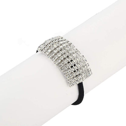 Hair Tie, Fashion Bling Crystal Rhinestone Hair Ties for Women Girls (Silver Tone, 1 Count)