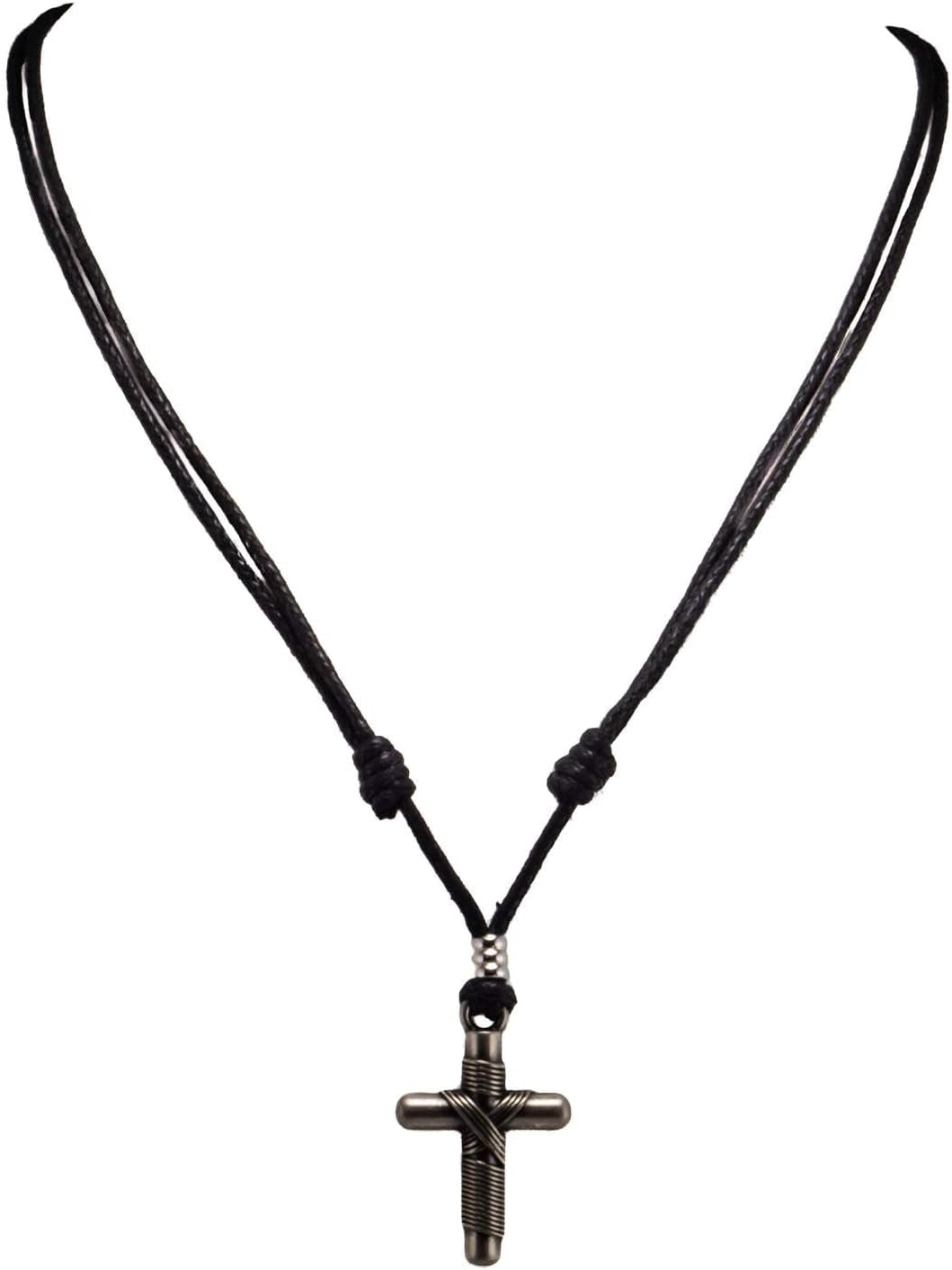 Wrapped Cross on Adjustable Cord Necklace - WORLD TIME VISITS