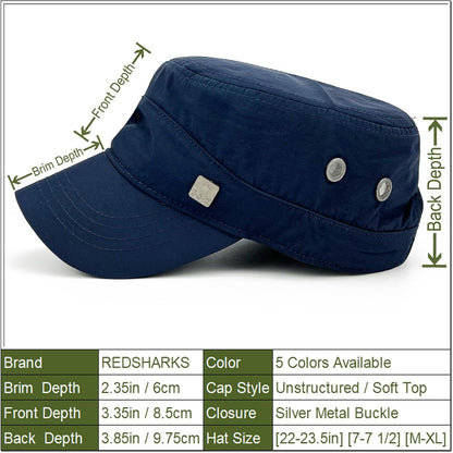 Polyester Water Resistant Military Caps for Men Quick Dry Cadet Hats for Women Army Cap Flat Top Dad Hat