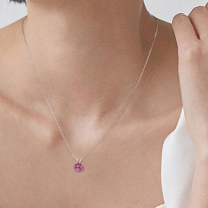 Birthstone Necklace for Women Mom Wife, 1Ct Sparkle round Cut Birthstone Pendant 18K White Yellow Rose Gold Plated 925 Sterling Silver Birthstone Gifts for Women Mom Wife Friend