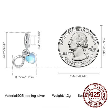 925 Sterling Silver Eternal Sisterhood Pendant Infinite Symbol Love Heart Zircon Pendant Charm for Women Bracelet Necklace DIY