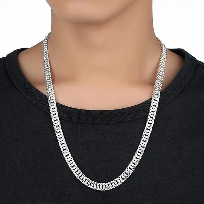 Solid 925 Sterling Silver Men's 10mm Noble Luxury Charm Fashion Chain Necklace
