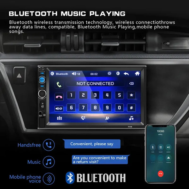 NEW Upgrade 2Din 7" HD Autoradio Bluetooth Car MP5 Player Car Radio Build-In FM AUX USB SD Function Support Mirror Link + Backup Camera(Optional)