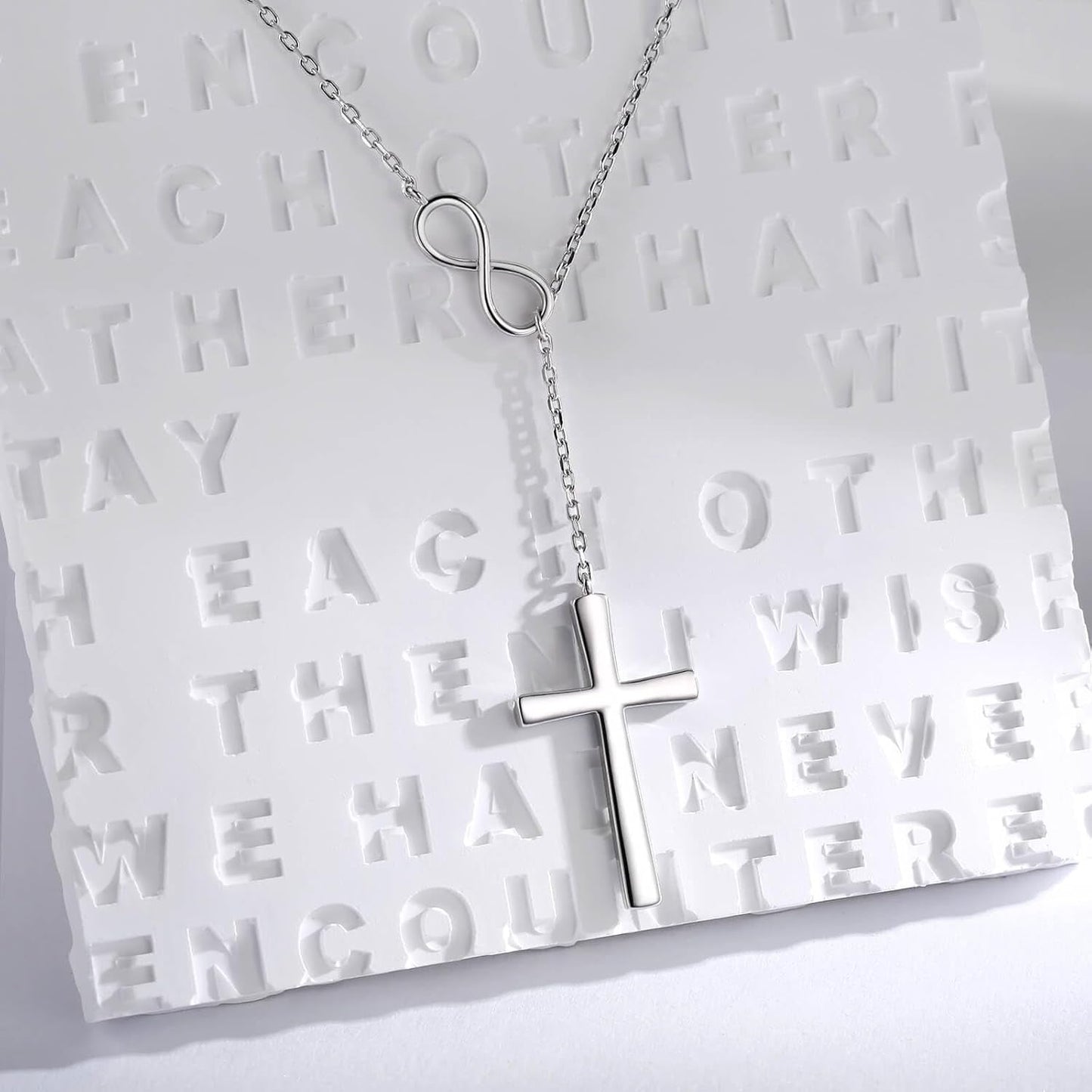 925 Sterling Silver Faith Hope Love Infinity Cross Pendant Necklace for Women Christian Birthday Christmas Jewelry