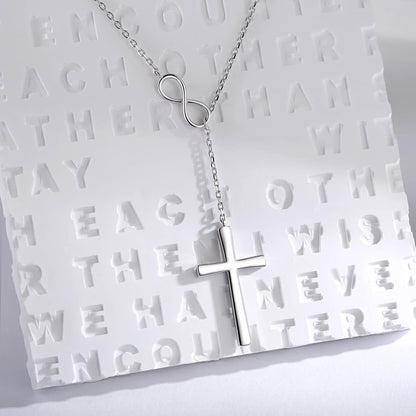 925 Sterling Silver Faith Hope Love Infinity Cross Pendant Necklace for Women Christian Birthday Christmas Jewelry